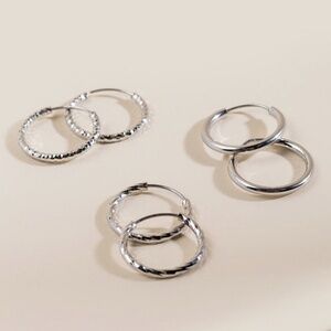NEW Francesca’s Small Silver Reema Huggie Hoops Earring Set